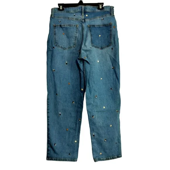 UNIVERSAL THREAD Size 12 Vintage Straight High Rise Floral Embroyered Boho - Picture 3 of 8